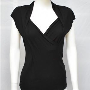 Ronan Chen black cap sleeves top